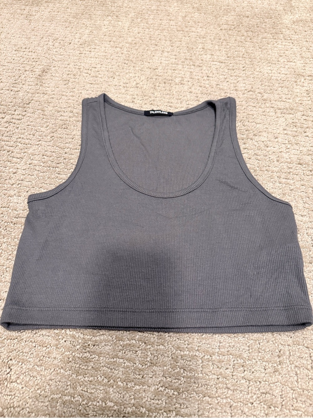 Talentless Gray Ribbed Crop Tank